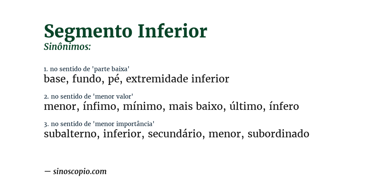 Sinônimo de segmento inferior