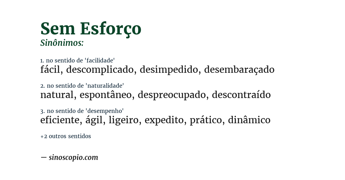 Sinônimo de sem esforço