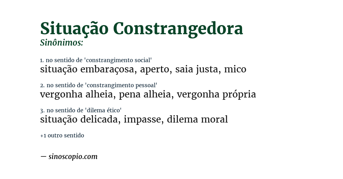Sinônimo de situação constrangedora