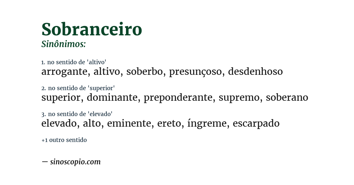 Sinônimo de sobranceiro