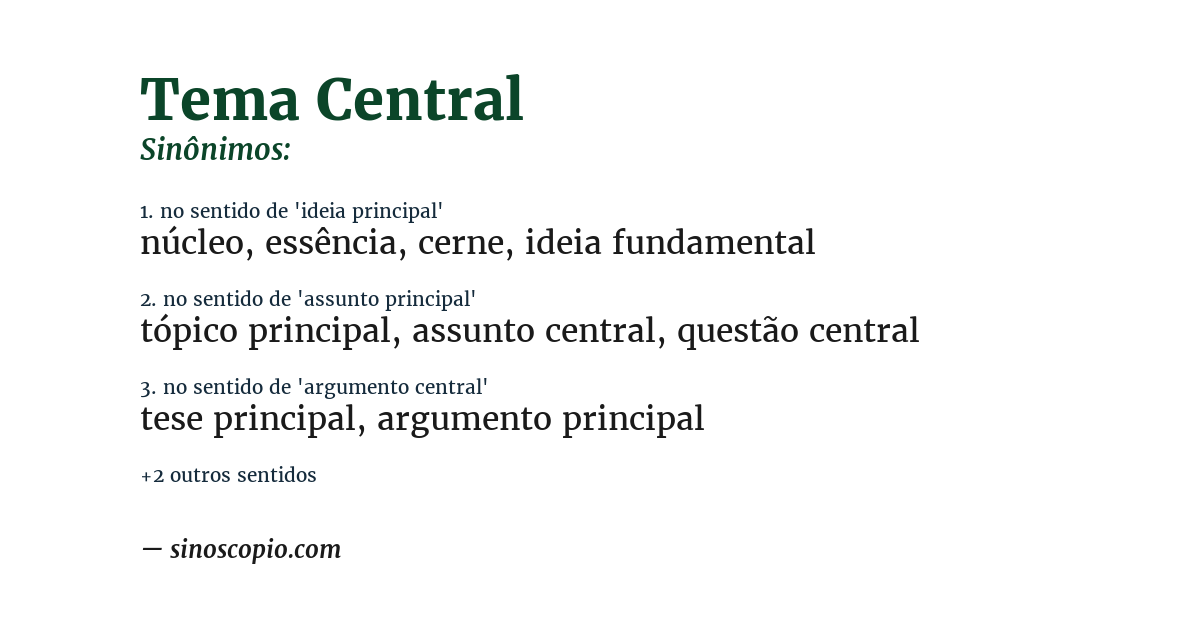 Sinônimo de tema central