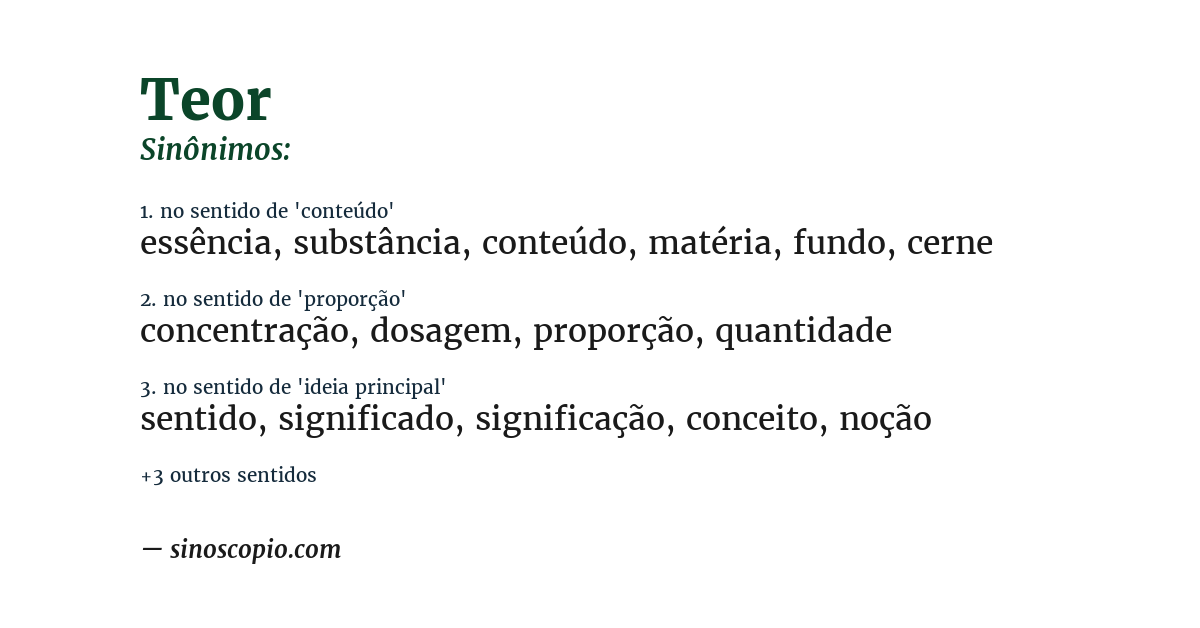 Sinônimo de teor