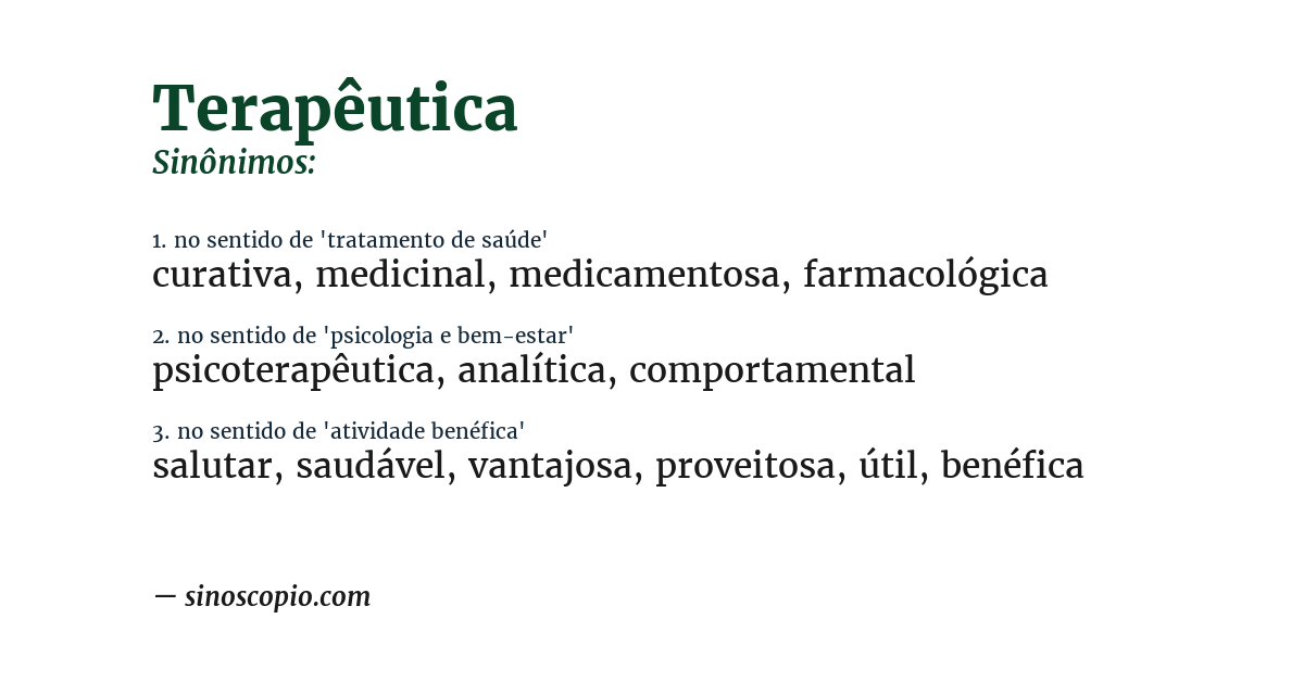 Sinônimo de terapêutica