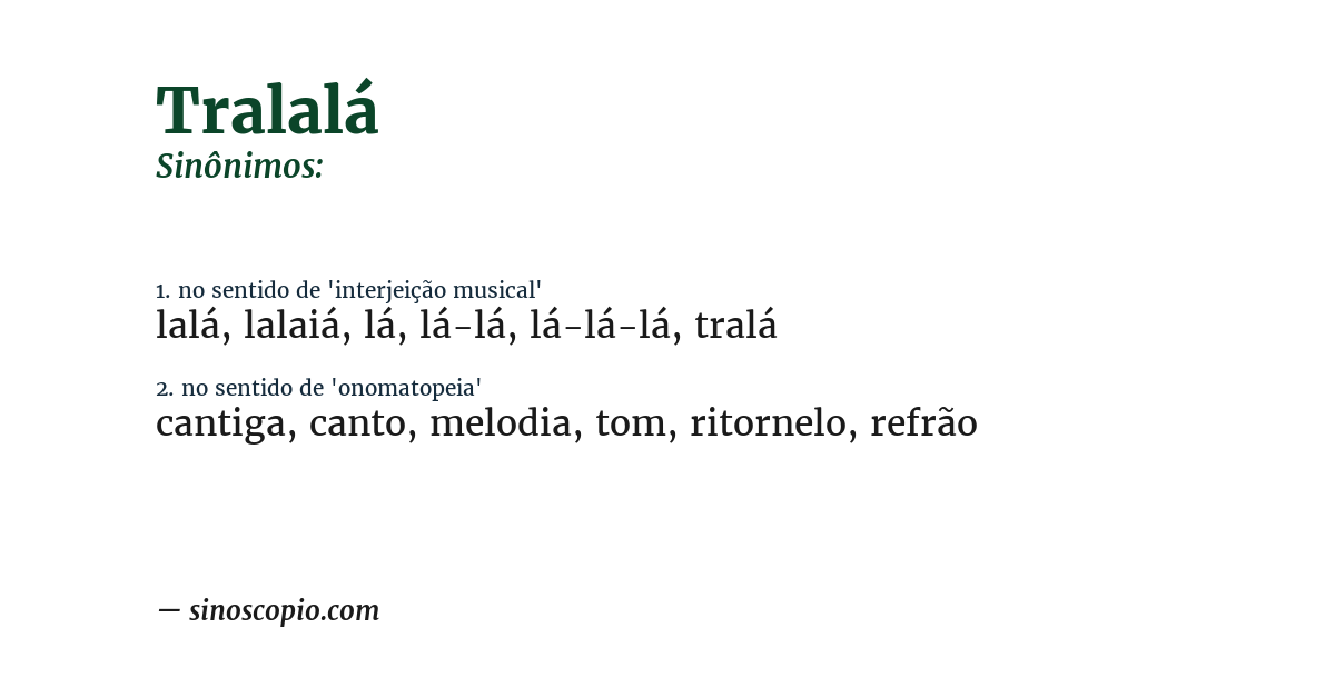 Sinônimo de tralalá