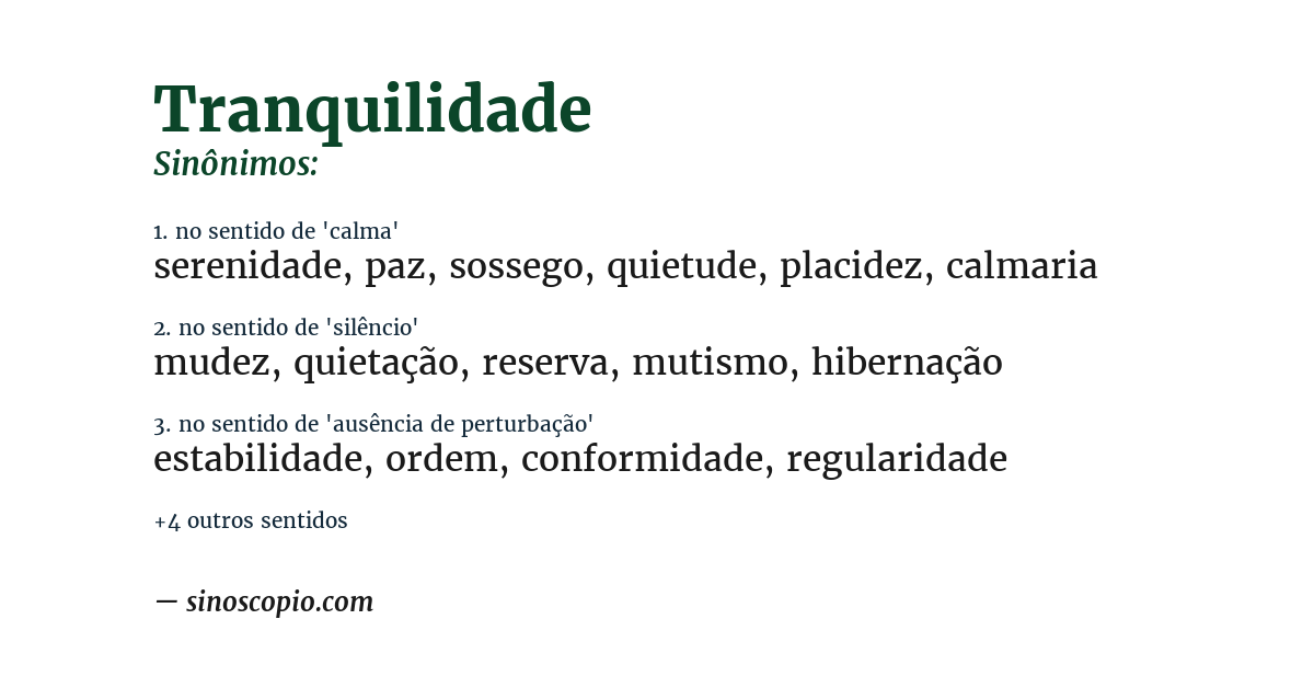 Sinônimo de tranquilidade