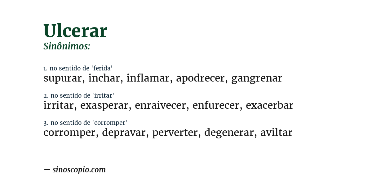 Sinônimo de ulcerar