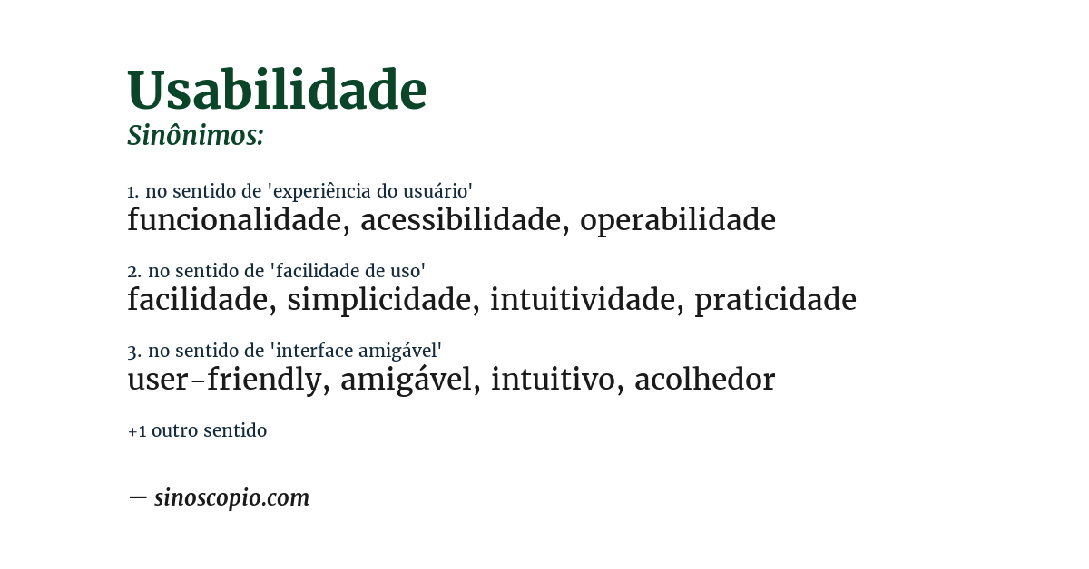 Sinônimo de usabilidade
