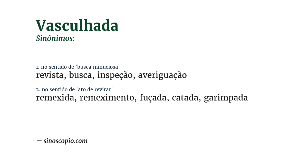 Sinônimo de vasculhada