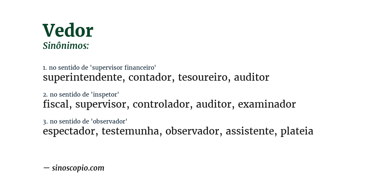 Sinônimo de vedor