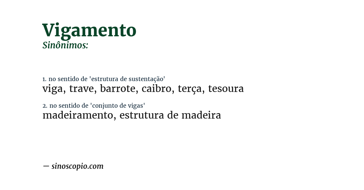 Sinônimo de vigamento