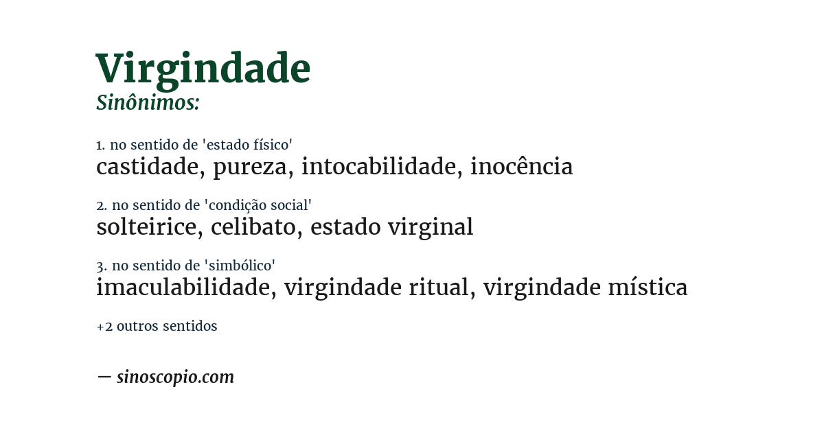 Sinônimo de virgindade