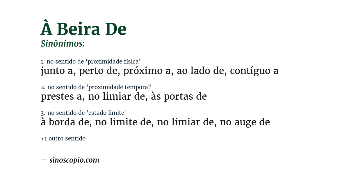 Sinônimo de à beira de