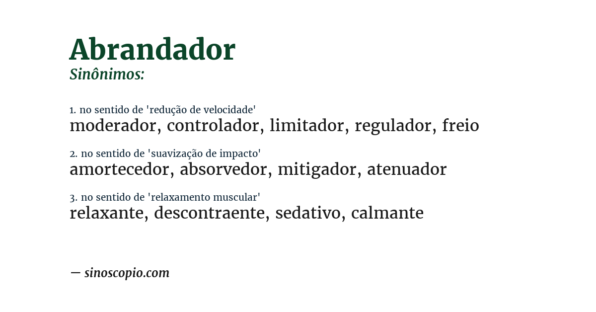 Sinônimo de abrandador