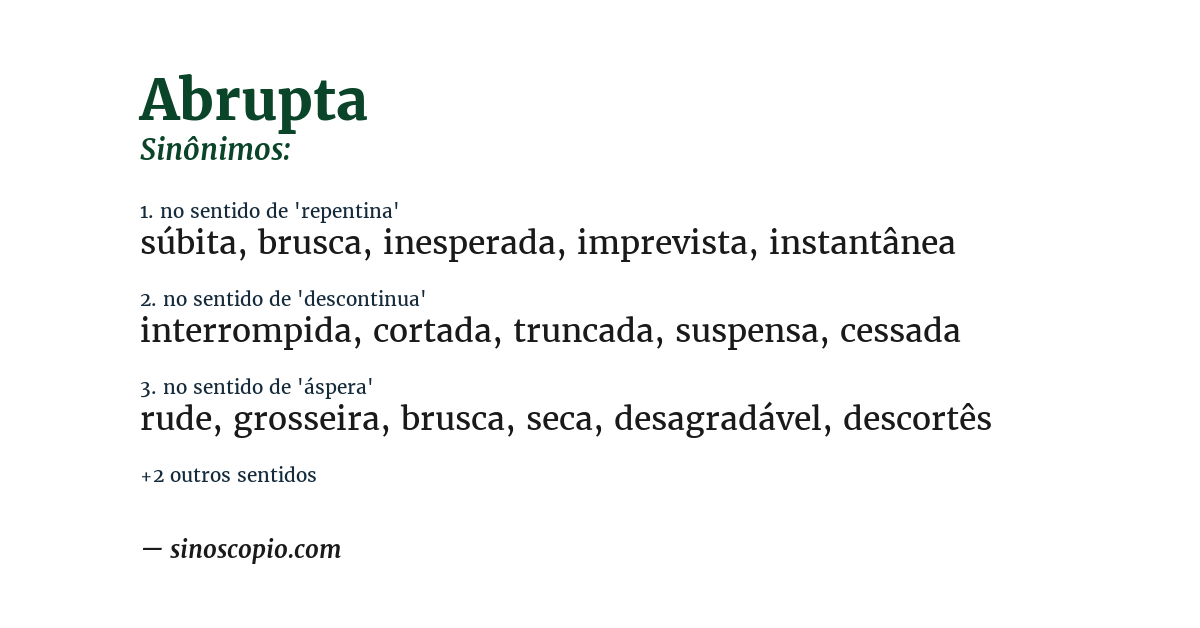 Sinônimo de abrupta