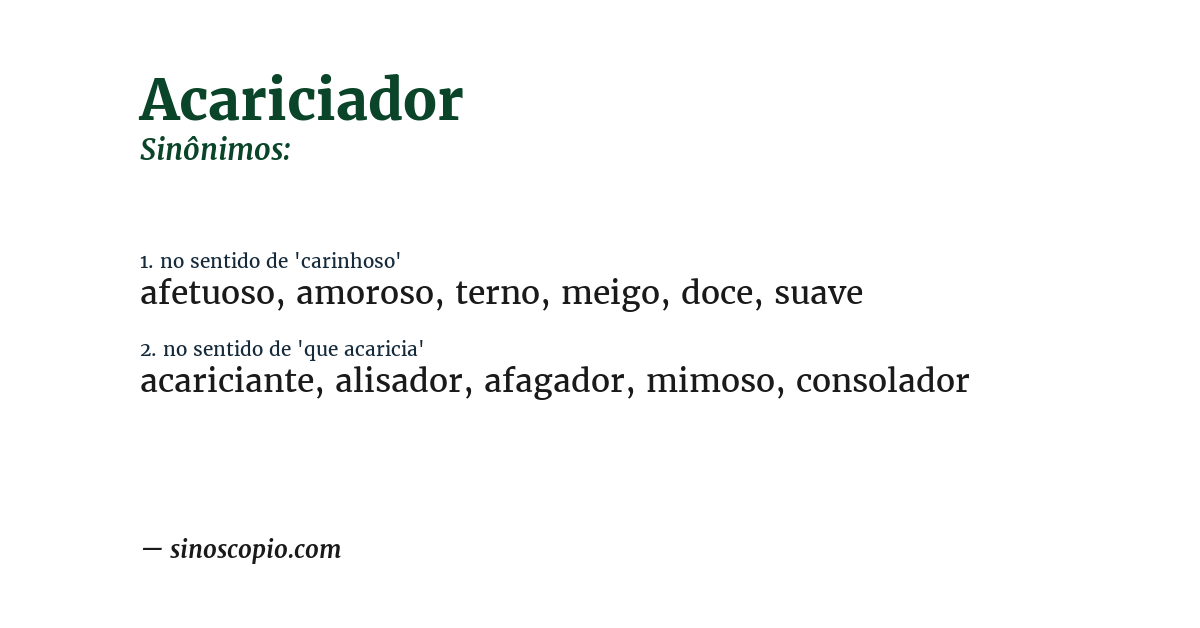 Sinônimo de acariciador