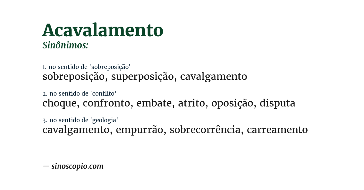 Sinônimo de acavalamento