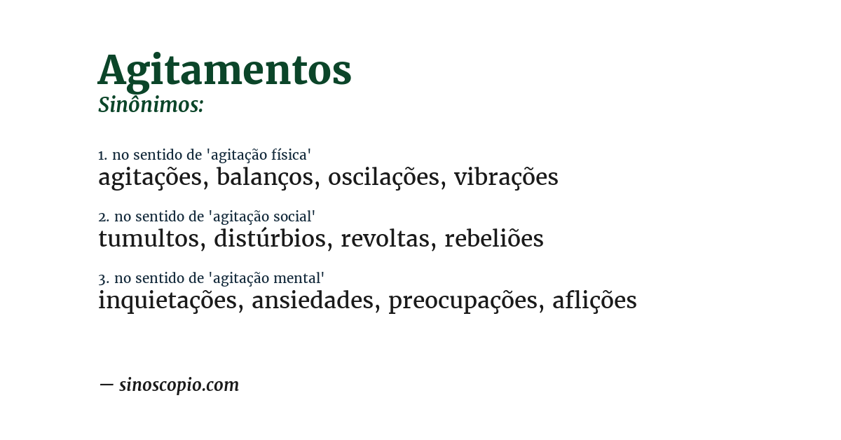 Sinônimo de agitamentos