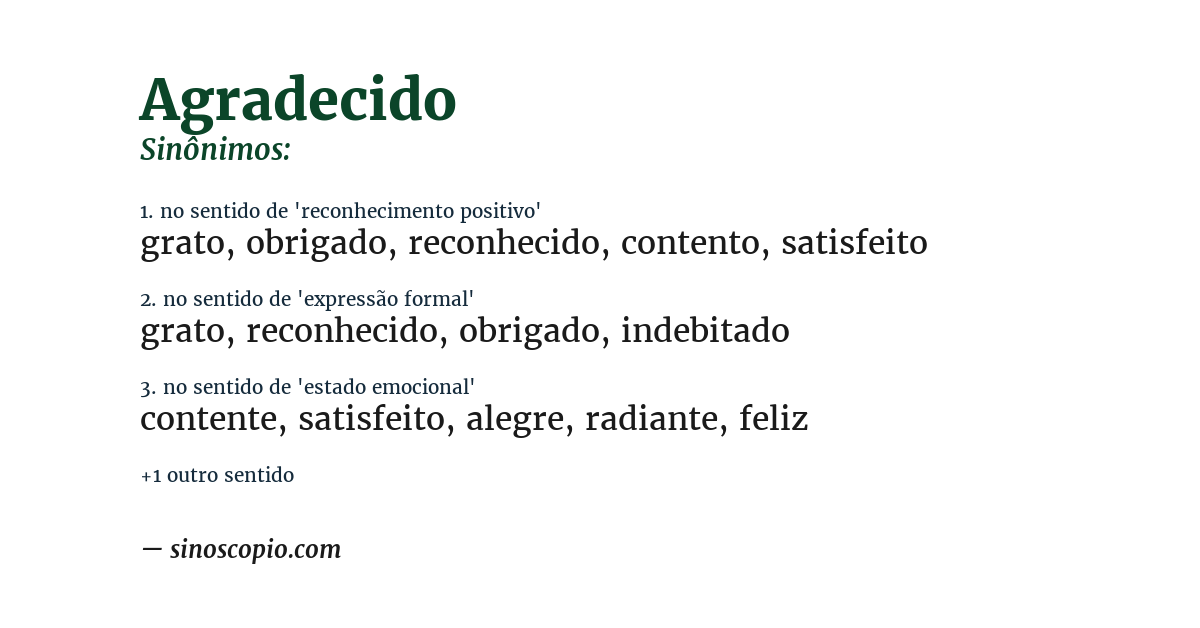 Sinônimo de agradecido