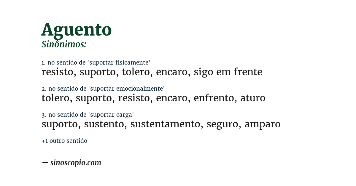 Sinônimo de aguento