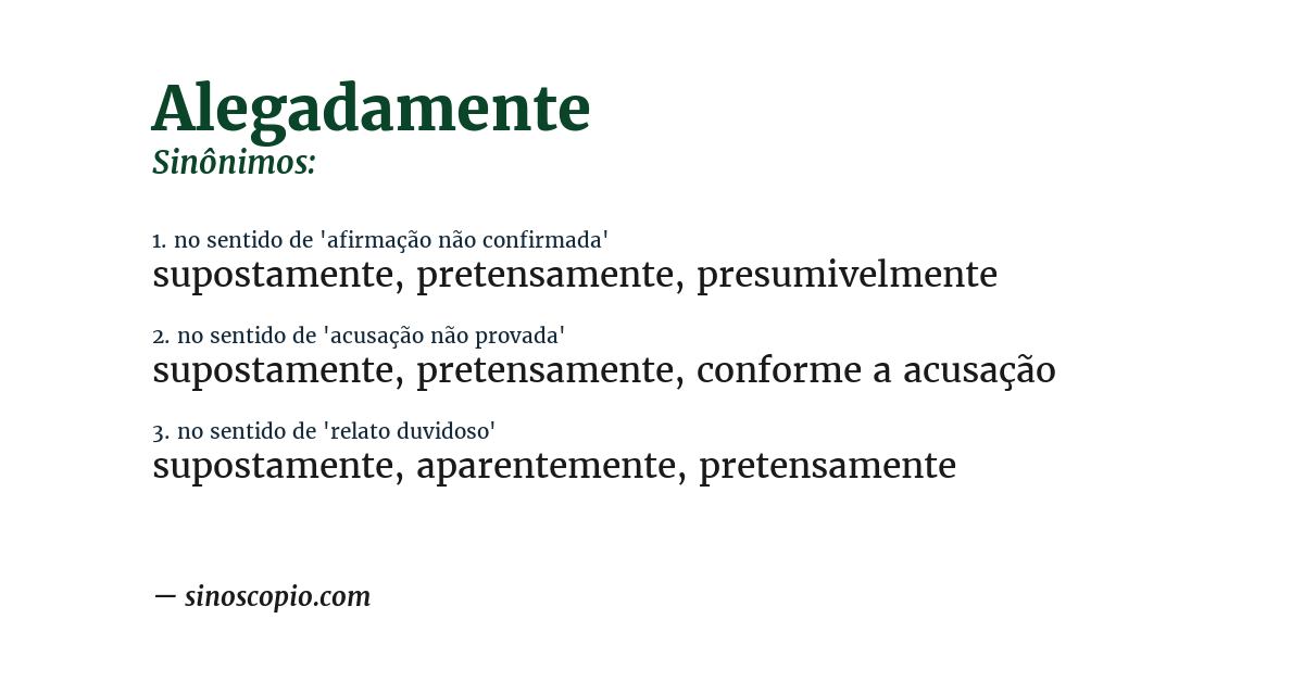 Sinônimo de alegadamente