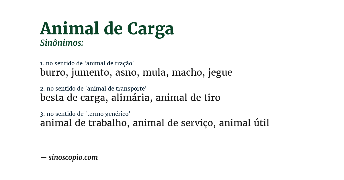Sinônimo de animal de carga
