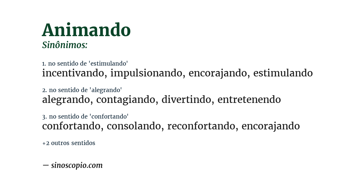 Sinônimo de animando