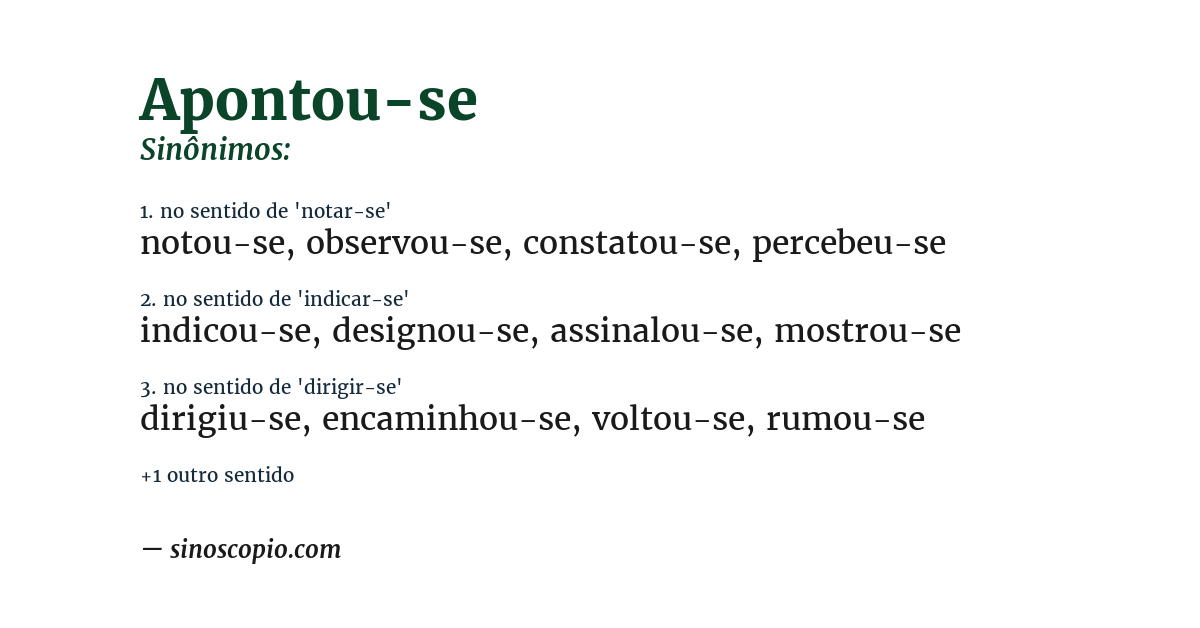 Sinônimo de apontou-se