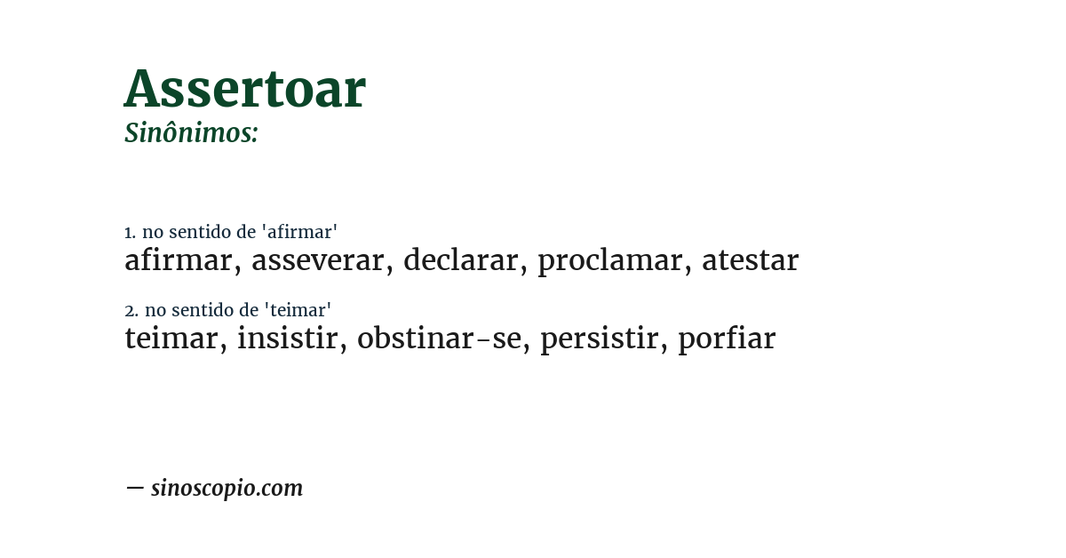 Sinônimo de assertoar