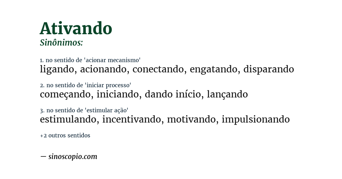 Sinônimo de ativando