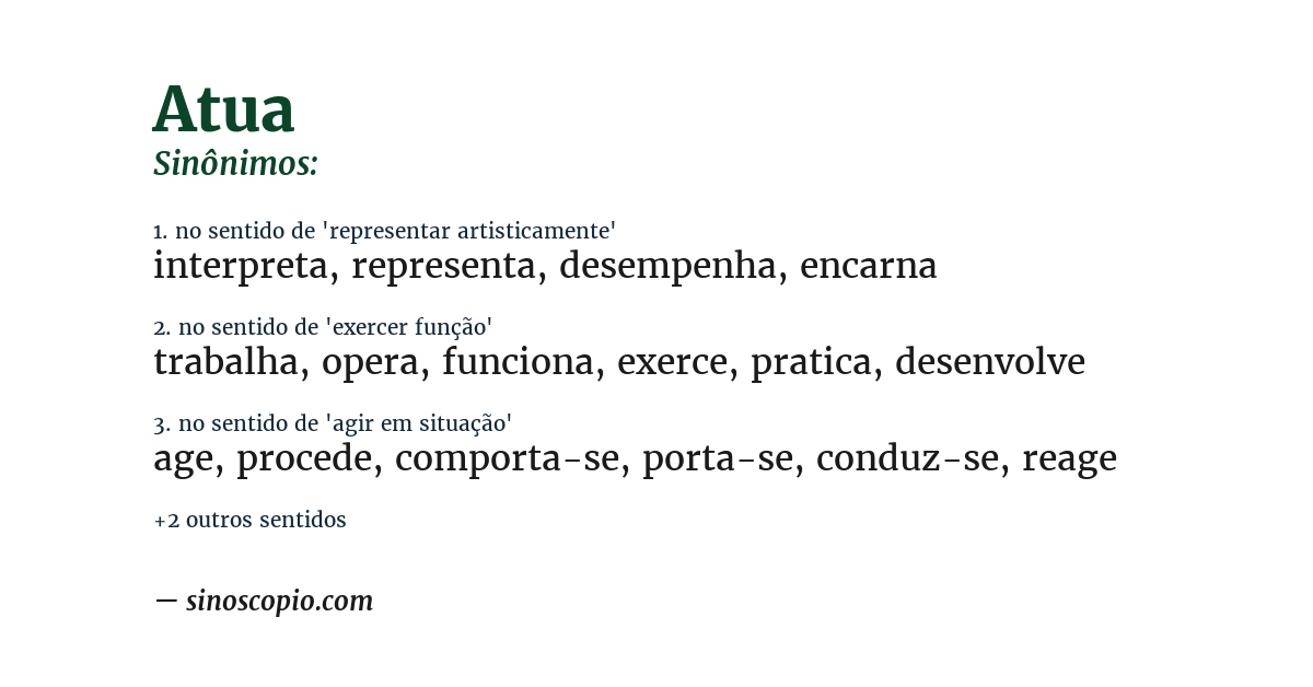 Sinônimo de atua
