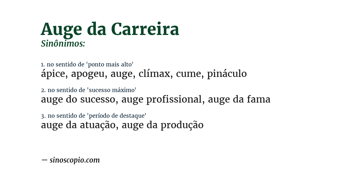 Sinônimo de auge da carreira