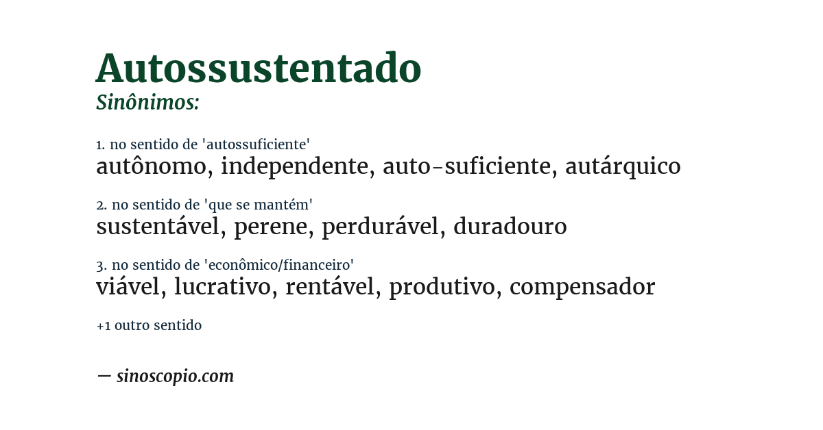 Sinônimo de autossustentado