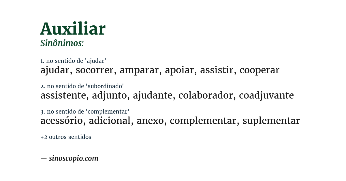 Sinônimo de auxiliar