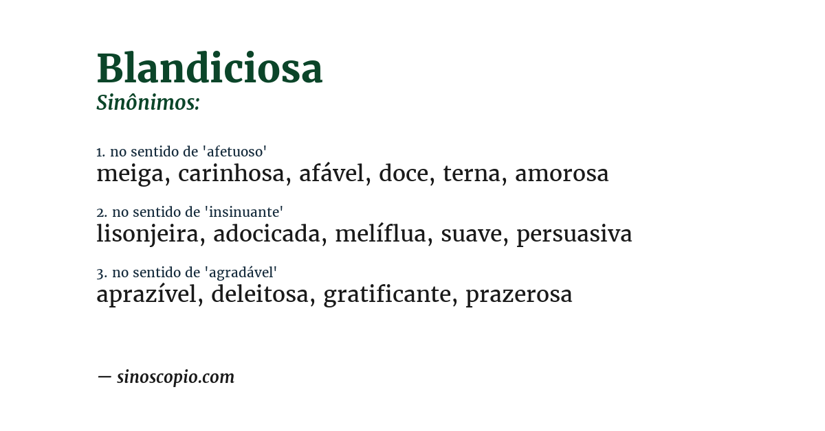 Sinônimo de blandiciosa