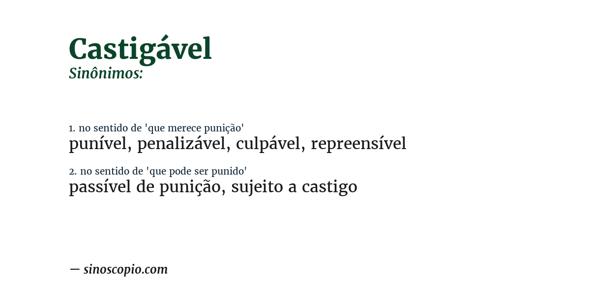 Sinônimo de castigável