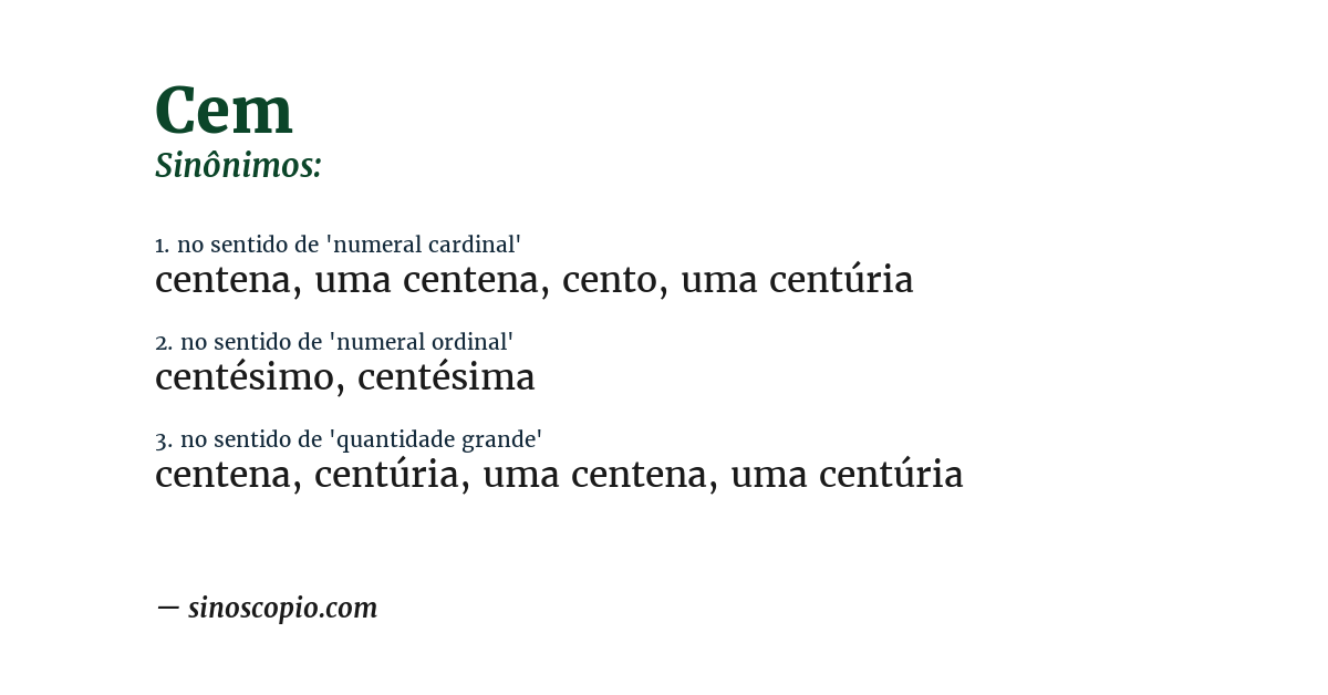 Sinônimo de cem