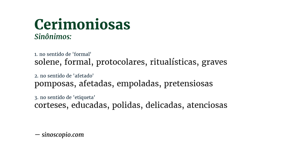Sinônimo de cerimoniosas