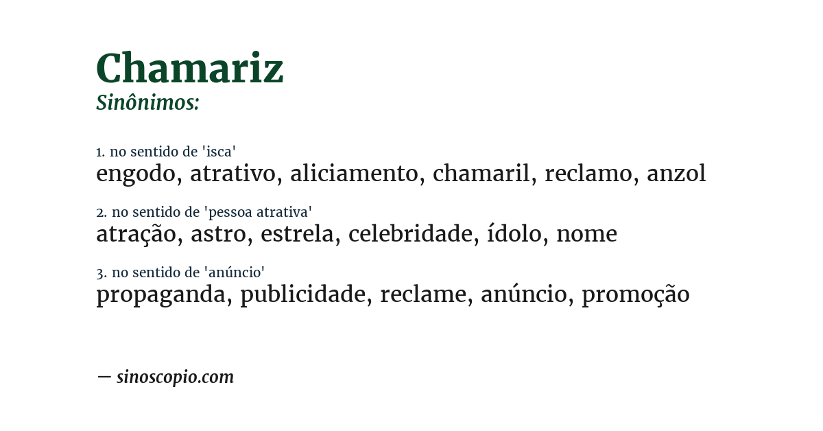 Sinônimo de chamariz