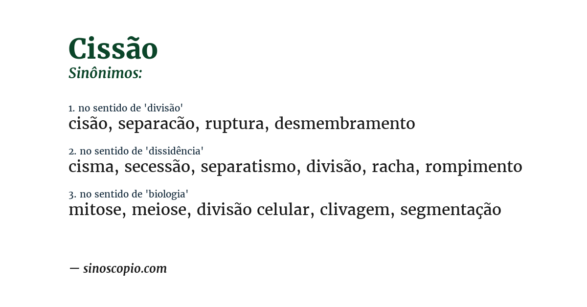 Sinônimo de cissão
