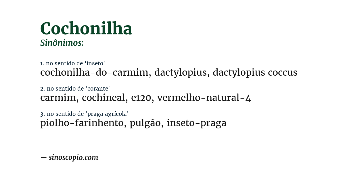 Sinônimo de cochonilha