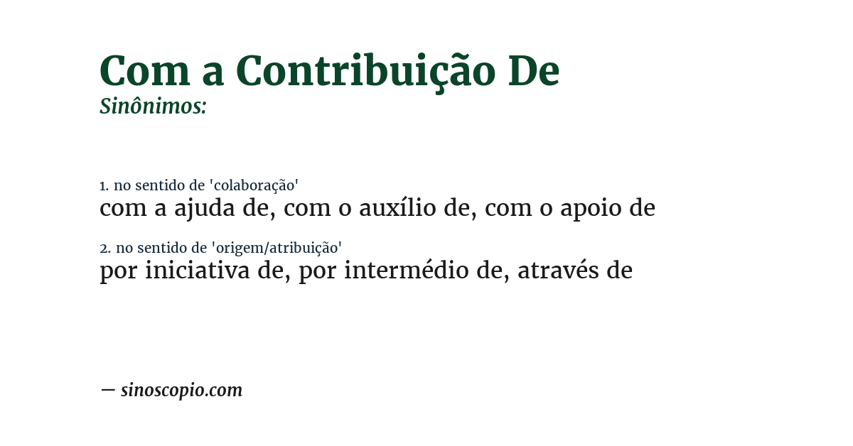 Sinônimo de com a contribuição de