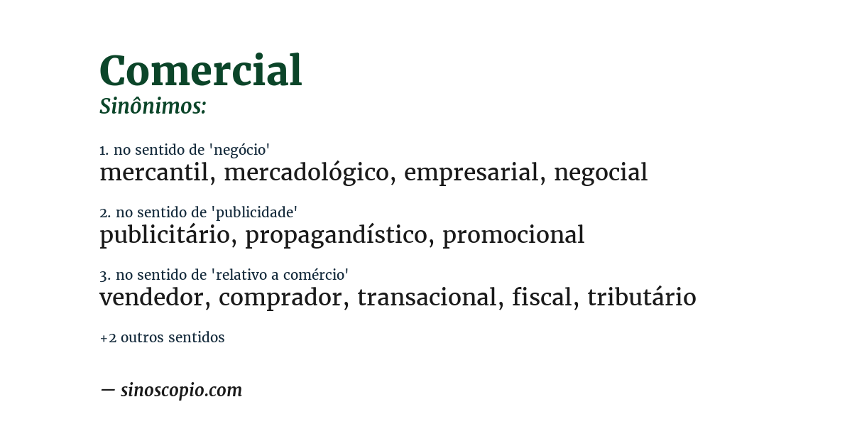 Sinônimo de comercial