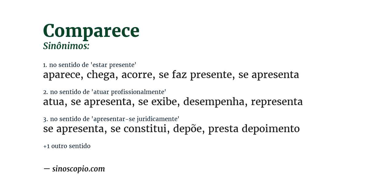 Sinônimo de comparece