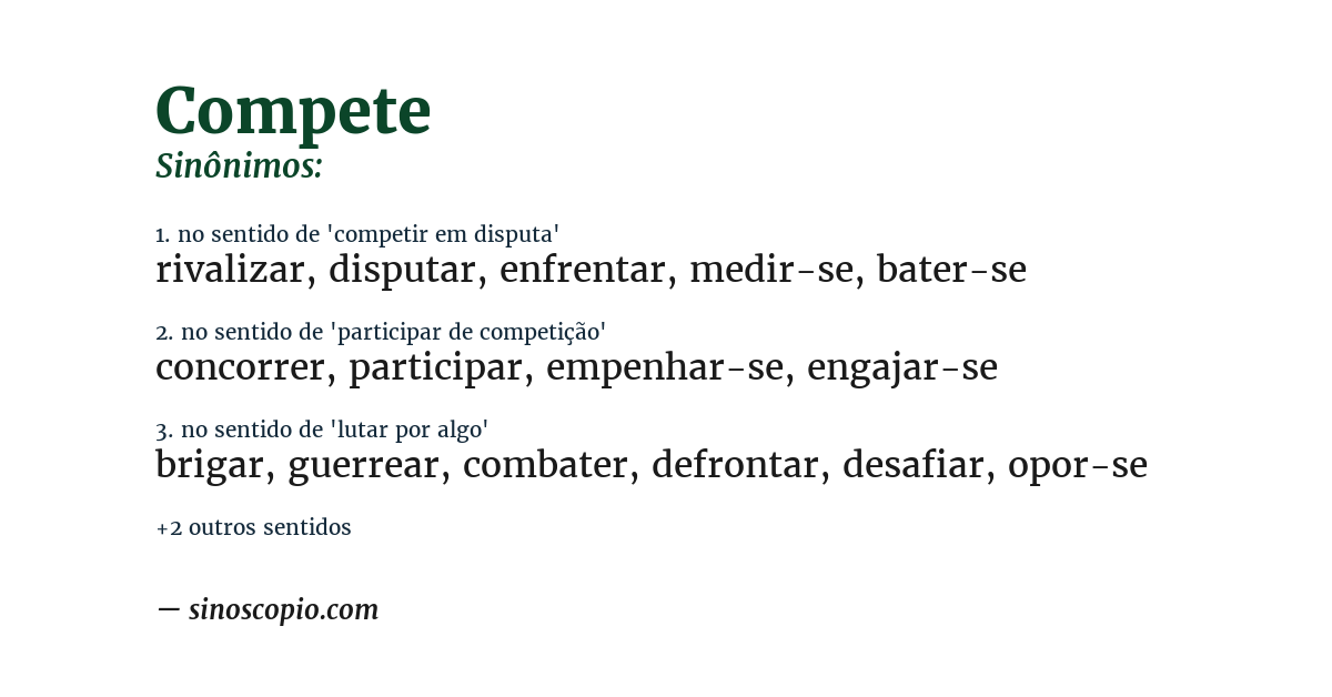Sinônimo de compete