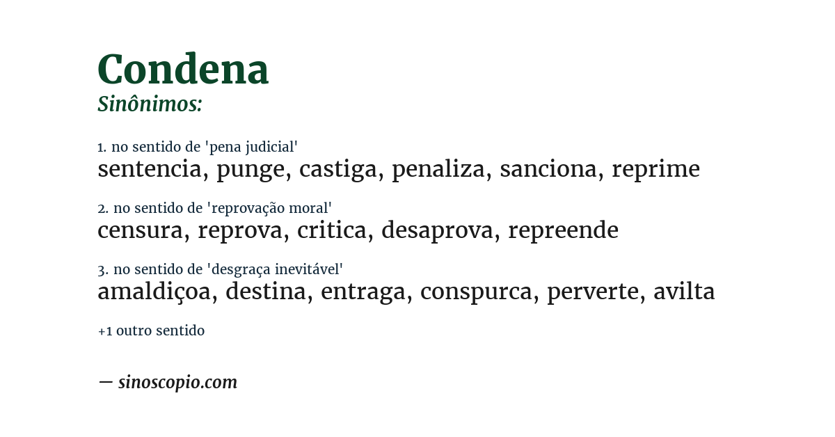 Sinônimo de condena