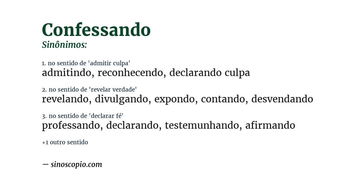 Sinônimo de confessando