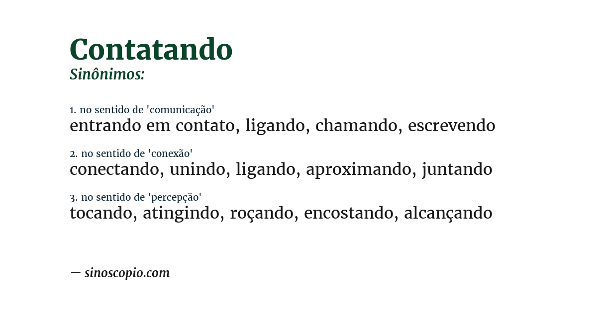 Sinônimo de contatando