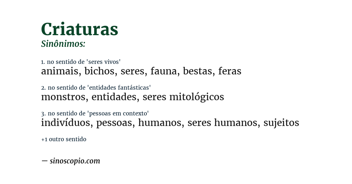 Sinônimo de criaturas