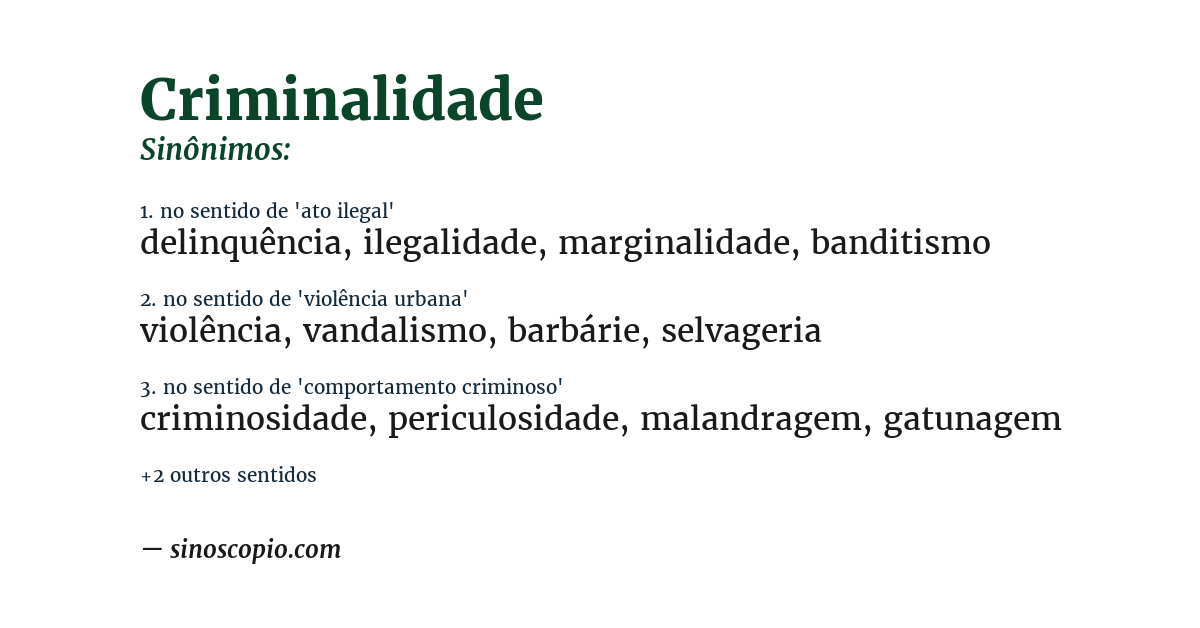 Sinônimo de criminalidade