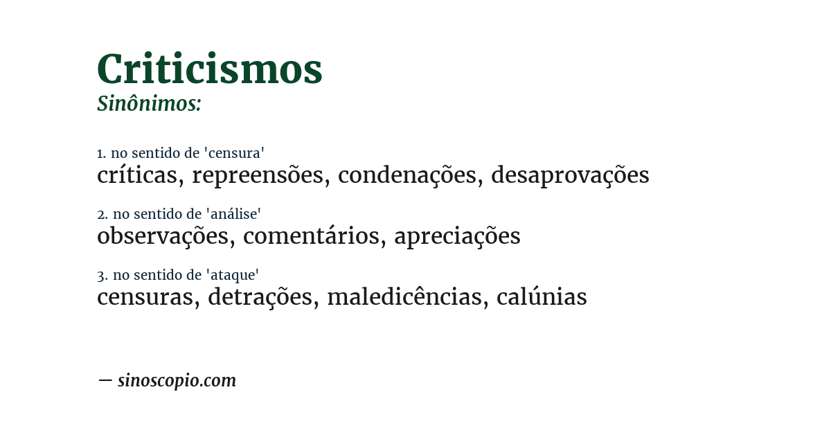 Sinônimo de criticismos